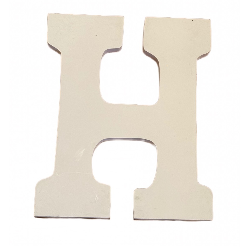 White wood Letter H for crafts about 9 x 7 inches